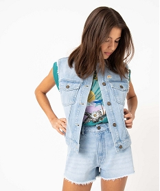 GEMO Veste femme sans manches en jean - Camps United blanc chine