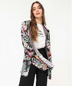 GEMO Veste femme fluide façon kimono à motifs exotiques Vert