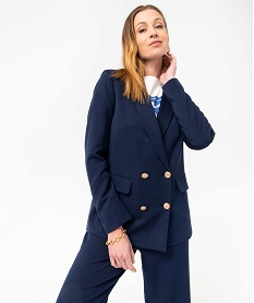 GEMO Veste femme fermeture croisée avec boutons fantaisie Bleu