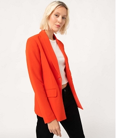 GEMO Veste de tailleur femme fermeture un bouton orange standard