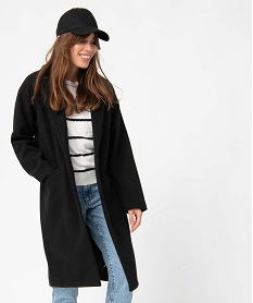 manteau femme aspect drap de laine noirI653301_1