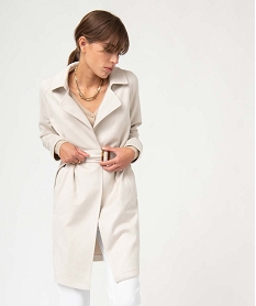 manteau trench en suedine avec ceinture femme beigeI653801_1