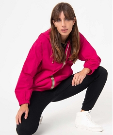 GEMO Blouson femme imperméable avec capuche rose chine