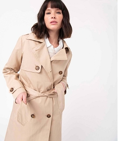 GEMO Trench femme court avec ceinture Beige