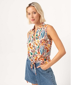 GEMO Chemise sans manches imprimée avec nœud dans le bas femme fleurs
