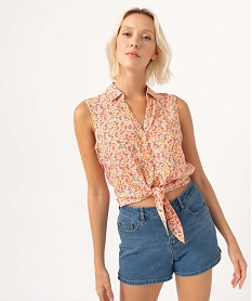 GEMO Chemise sans manches imprimée avec nœud dans le bas femme imprime floral