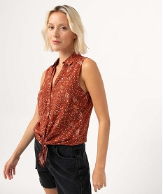 GEMO Chemise sans manches imprimée avec nœud dans le bas femme Imprimé