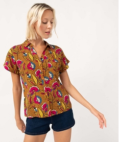 GEMO Chemise femme imprimée à manches courtes Orange