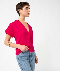 chemise femme a manches courtes avec poche poitrine rose chemisiersI655001_1