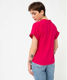 chemise femme a manches courtes avec poche poitrine rose chemisiersI655001_3