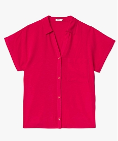 chemise femme a manches courtes avec poche poitrine rose chemisiersI655001_4
