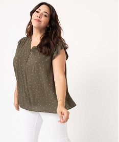 GEMO Blouse femme grande taille sans manches à pois dorés Vert