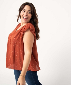 GEMO Blouse femme grande taille sans manches à pois dorés marron vif