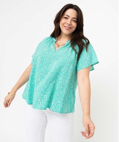 blouse femme grande taille fleurie a manches courtes et col v multicoloreI656201_1