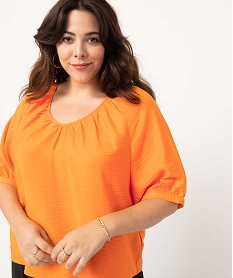 blouse femme grande taille loose a manches courtes orange chemisiers et blousesI656401_2