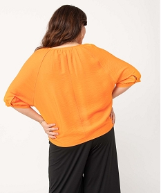 blouse femme grande taille loose a manches courtes orangeI656401_3