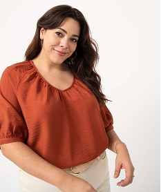 blouse femme grande taille loose a manches courtes orange chemisiers et blousesI656501_2