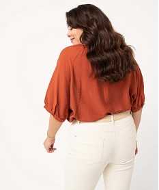 blouse femme grande taille loose a manches courtes orangeI656501_3