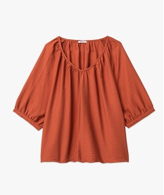 blouse femme grande taille loose a manches courtes orange chemisiers et blousesI656501_4
