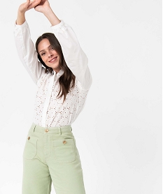 GEMO Chemise femme en broderie anglaise ajourée blanc chine