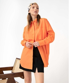 GEMO Chemise femme coupe oversize avec poche poitrine Orange