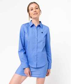 chemise femme en coton avec logo brode - lulucastagnette bleuI658401_1