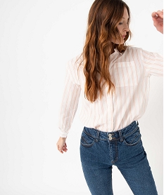 GEMO Chemise femme légères à rayures ajourées Imprimé