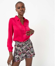 GEMO Chemise en satin à manches longues femme rose standard