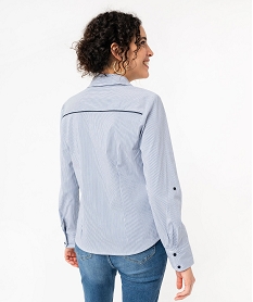 chemise femme rayee coupe ajustee en coton stretch bleuI659001_3