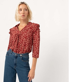 blouse femme a manches 34 avec volants sur les epaules imprimeI659201_1