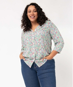 blouse femme grande taille a manches 34 avec col v et fermeture boutons multicolore chemisiers et blousesI660601_1