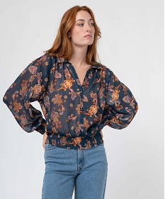 GEMO Blouse femme à motifs et rayures scintillantes Imprimé