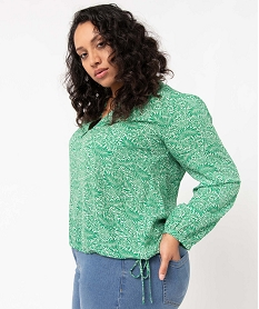 blouse femme grande taille imprimee ajustable dans le bas vert chemisiers et blousesI661401_1