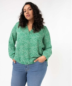 blouse femme grande taille imprimee ajustable dans le bas vert chemisiers et blousesI661401_2