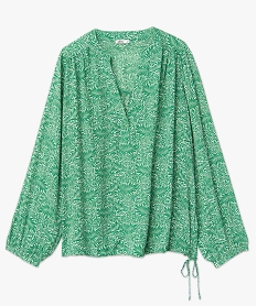blouse femme grande taille imprimee ajustable dans le bas vert chemisiers et blousesI661401_4