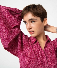 GEMO Chemise femme imprimée à manches extra larges Violet