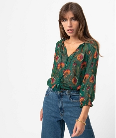 GEMO Blouse femme imprimée en voile Imprimé