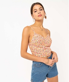 GEMO Blouse femme à bretelles et dos smocké Imprimé