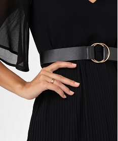 robe femme avec col v et jupe plissee noirI664301_2