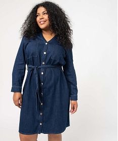 GEMO Robe en jean femme grande taille forme chemise Bleu