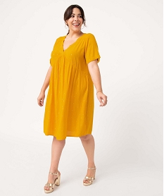 GEMO Robe manches courtes à motifs scintillants femme grande taille Jaune