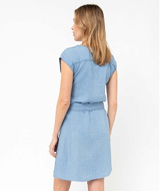 robe chemise femme sans manches en lyocell bleu robes chemisesI669501_3