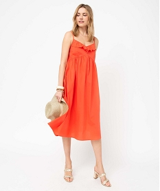 GEMO Robe femme à bretelles longueur midi Orange