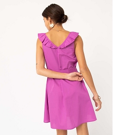 robe femme en coton avec volant sur le col violetI669701_3