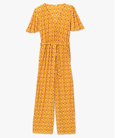 combinaison pantalon femme en maille plissee imprimee jauneI670001_4