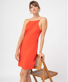 GEMO Robe femme avec fines bretelles en strass rouge standard
