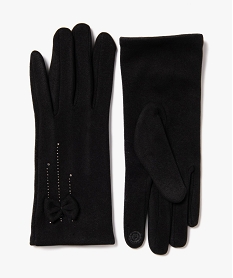 GEMO Gants tactiles à strass et nœud femme noir standard