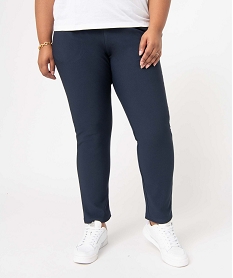 pantalon femme grande taille carotte texture a taille elastiquee bleuI673001_1