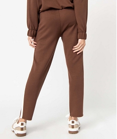 pantalon de jogging femme avec bandes contrastantes sur les cotes brunI673101_3