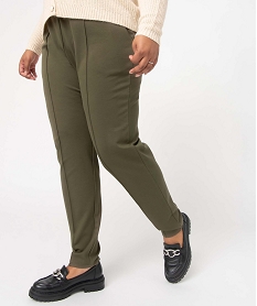 GEMO Pantalon femme grande taille avec couture sur l’avant kaki standard